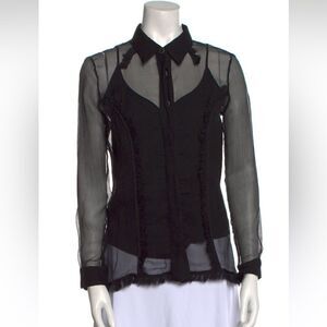 Fendi Black Sheer Button Down Shirt